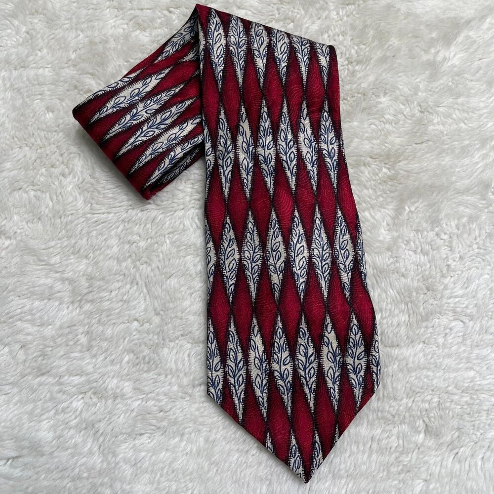 Givenchy Men's Red White Diamond Print 100% Silk Tie One Size